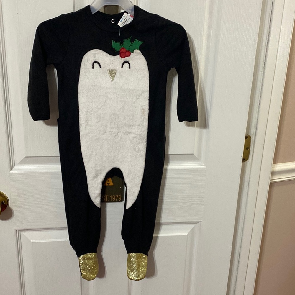 Holiday Time Baby Santa Romper with matching hat;Holiday Time Baby Penguin Sleep